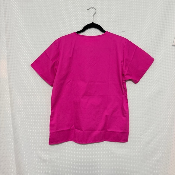 WonderWink Wonder Work Pink Scrub Top V Neck Stretch Pockets Size Small NWT - Picture 8 of 8